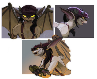 anthro bat_wings clothing cuff_(restraint) facial_piercing fangs female glowing glowing_eyes hair hat headgear headwear horn long_ears long_hair looking_at_viewer membrane_(anatomy) membranous_wings newsboy_cap nose_piercing piercing restraints septum_piercing shackles sharp_teeth solo suspenders teeth wings yellow_eyes kitcore deadlock valve ivy_(deadlock) gargoyle hi_res
