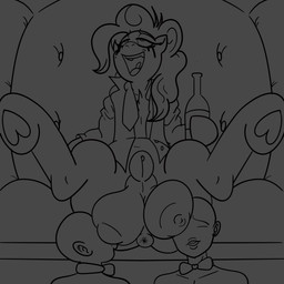 alcohol anus beverage big_butt big_teats bubble butt drunk drunk_bubble female feral furniture genitals group hooves makeup male male/female mascara necktie plump_labia puffy_anus running_makeup sofa substance_intoxication teat_suck teats vulva theshamelessfreak friendship_is_magic hasbro my_little_pony anon pinkie_pie_(mlp) equid equine horse human mammal pony 1:1 absurd_res hi_res
