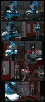 5_fingers anthro black_hair black_horn blue_body blue_eyes blue_fur blue_hair boots bottomless bottomwear clothed clothed_anthro clothed_female clothed_male clothing cybernetics dialogue door doorway duo female fingers footwear fur furniture glowing glowing_eyes grey_body grey_fur hair half_clothed hammer horn humanoid_hands humor inside jacket jacket_only kitchen long_shoes machine male multicolored_body multicolored_fur pants red_eyes shirt shoes short_hair table text tools topwear topwear_only white_body white_fur xpasha122x petruz_(modeler) amelia_(petruz) android canid canine canis cyborg fox hybrid jackal mammal robot wolf 3d_(artwork) absurd_res comic digital_media_(artwork) english_text hi_res huge_filesize sketch sketch_page source_filmmaker_(artwork)