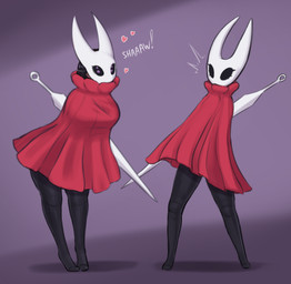 cloak clothing cosplay duo female mask melee_weapon monster_girl_(genre) red_cloak red_clothing standing sword weapon omenocta european_mythology greek_mythology hollow_knight_(franchise) mythology team_cherry hornet_(hollow_knight) mayumi_(omenocta) animal_humanoid arachne arachnid arachnid_humanoid arthropod arthropod_humanoid humanoid digital_drawing_(artwork) digital_media_(artwork) hi_res