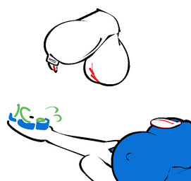 1_eye anthro bodily_fluids breasts brush cum cum_drip dripping duo female genital_fluids genitals male male/female nipples penis toothbrush toothpaste catjamn colgate_(toothpaste)