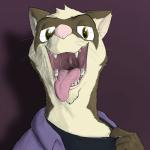 anthro brown_eyes clothed clothed_anthro clothed_male clothing fangs fur gaping_mouth looking_at_viewer male male_anthro male_pred mouth_shot open_mouth purple_background simple_background smile solo teeth tongue tongue_out uvula whiskers misfortunate-rai themuffinly muffin_(themuffinly) european_polecat mammal mustelid musteline true_musteline weasel 1:1 2019 digital_media_(artwork) hi_res male_(lore)