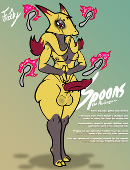 anthro balls big_butt butt cutlery erection evil_look eyeshadow facial_hair genitals grey_body hair hands_together kitchen_utensils looking_at_viewer magic magic_user makeup male mouthless mustache nipples nude pecs penile_spines penis psychic_energy psychic_powers red_eyes red_hair scar simple_background solo spoon telekinesis text thick_thighs tools undercover wide_hips yellow_body frooby nintendo pokemon team_rocket alakazam generation_1_pokemon pokemon_(species) absurd_res digital_media_(artwork) english_text hi_res signature