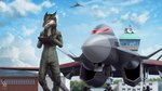 aircraft airplane anthro blue_sky cheek_tuft clothed clothing cloud detailed_background ears_back facial_tuft fur green_eyes green_uniform grey_body grey_fur holding_note_pad jet male mouth_closed outside pivoted_ears sky solo standing tail tuft vehicle white_body white_fur x-02s_strike_wyvern cereus93 ace_combat ace_combat_7 sergal