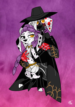 black_spots cosplay crossover_cosplay duo female feral fur male markings red_spots spots spotted_body spotted_fur toony white_body white_ears white_fur unclescooter 101_dalmatian_street 101_dalmatians disney kpop_demon_hunters netflix sony_pictures_animation demon_(darkdemon) dolly_(101_dalmatians) jinu_(kpop_demon_hunters) rumi_(kpop_demon_hunters) canid canine canis dalmatian demon domestic_dog mammal 2026 crossover