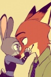 anthro clothed clothing duo female fur green_eyes male necktie police police_uniform purple_eyes simple_background uniform ydk1226 disney zootopia judy_hopps nick_wilde canid canine fox lagomorph leporid mammal rabbit red_fox true_fox 2017