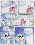 aftertale animated_skeleton bone clothed clothing comic dialogue english_text loverofpiggies male not_furry papyrus_(undertale) sans_(undertale) skeleton smile teeth text undead undertale undertale_(series)