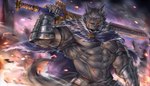 abs anthro armor biceps black_nose fur grey_body grey_fur holding_melee_weapon holding_object holding_sword holding_weapon male melee_weapon muscular muscular_anthro muscular_male pecs scar solo sword unconvincing_armor weapon rabbity elden_ring fromsoftware blaidd_(elden_ring) canid canine canis mammal wolf 2022 hi_res