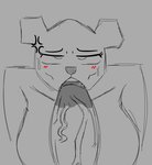 angry anthro big_breasts bodily_fluids breasts duo female first_person_view genitals looking_at_viewer male male/female oral penis sweat domelynonix cartoon_network the_amazing_world_of_gumball teri_(tawog) bear mammal monochrome