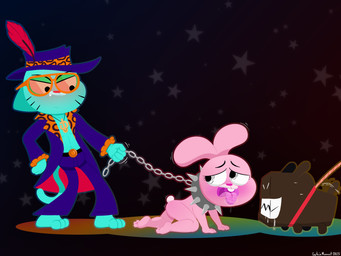 3_toes age_difference all_fours anthro bdsm belt bodily_fluids chain chain_leash clothed clothed_male clothing coat_cape collar convenient_censorship crawling dog_walking dominant dominant_anthro dominant_male drooling duo eyewear featureless_crotch feet female feral fur grin group humiliation imminent_sex implied_sex interspecies interspecies_bestiality jewelry leash looking_at_another looking_back male male/female necklace nude nude_female older_male open_mouth petplay pimp pimp_hat pimp_outfit pink_body pink_fur questionable_consent rainbow_lights roleplay saliva simple_background smile spiked_collar spikes star submissive submissive_anthro submissive_female submissive_young sunglasses tail tail_motion tailwag toes tongue tongue_out toony young younger_female captain_mooncat cartoon_network the_amazing_world_of_gumball anais_watterson cube_dog_(tawog) gumball_watterson canid canine canis domestic_cat domestic_dog felid feline felis lagomorph leporid mammal rabbit 2025 4:3 absurd_res hi_res brother_(lore) sibling_(lore) sister_(lore)