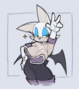 anthro armwear bat_wings big_breasts big_ears black_wings blue_eyeshadow bottomwear breasts clothed clothed_anthro clothed_female clothing elbow_gloves eyelashes eyeshadow female female_anthro fingers front_view gloves handwear makeup membrane_(anatomy) membranous_wings mouth_closed pants simple_background smile solo tail teal_eyes thick_thighs white_clothing white_gloves white_handwear wings karu184 sega sonic_the_hedgehog_(series) rouge_the_bat bat mammal portrait three-quarter_portrait