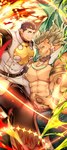 abs anthro bulge cape clothed clothing duo fire male male/male mature_male muscular muscular_anthro muscular_male nipples pawpads pecs topless youzora_samo18 lifewonders tokyo_afterschool_summoners arsalan_(tas) zabaniyya_(tas) angel felid humanoid lion mammal pantherine hi_res