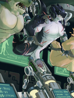 anthro athletic balls bdsm black_body bodily_fluids bondage bound clenched_teeth cuff_(restraint) cum cum_collecting drooling ejaculation erection forced foreskin genital_fluids genitals group hands_behind_back humanoid_genitalia humanoid_penis laboratory machine_bondage male male/male open_mouth partially_retracted_foreskin penile penis penis_milking penis_milking_machine restraints saliva scar screen suspension teeth yellow_body lacsap_tong mythology sidnorv_(pax-12) dragon mythological_creature mythological_scalie scalie absurd_res hi_res