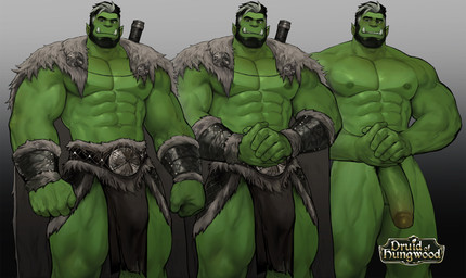 abs balls beard biceps bottomwear clothed clothing facial_hair fangs genitals green_body green_skin humanoid_pointy_ears loincloth male muscular muscular_humanoid muscular_male nipples nude pecs penis pointy_ears teeth dopq druid_of_hungwood murag_(druid_of_hungwood) humanoid orc absurd_res hi_res