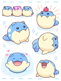 ambiguous_gender apple blue_eyes brown_eyes emanata eyes_closed fangs feral food fruit group heart_symbol looking_at_viewer lying multicolored_body on_side open_mouth plant simple_background solo sparkles teeth tongue trio two_tone_body nekogyo122 nintendo pokemon generation_3_pokemon pokemon_(species) shiny_pokemon spheal 2024 3:4 absurd_res hi_res