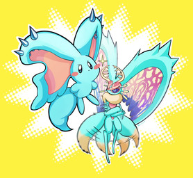 ambiguous_gender annoyed anthro antlers big_ears biped bipedal_feral blue_eyes blush blush_stickers chest_tuft colored_nails countershade_torso countershading crossed_arms digitigrade dipstick_tail duo ear_piercing feral fingernails fluffy fluffy_tail fur head_wings horn huge_wings markings mouthless multicolored_body multicolored_eyes multicolored_fur nails neck_tuft notched_ear orange_body orange_fur piercing pink_eyes pupils purple_fingernails purple_nails purple_sclera semi-anthro simple_background size_difference sparkles tail tail_markings tail_motion tailwag tan_body tan_fur teal_body teal_eyes teal_fur tuft unusual_wing_placement wings yellow_background y_l_j_n kirby_(series) kirby_and_the_forgotten_land nintendo elfilin fecto_elfilis alien chinchilla chinchillid mammal rodent starling_(kirby) 2023 digital_drawing_(artwork) digital_media_(artwork) hi_res japanese_description signature male_(lore)