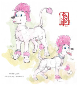 adolescent aged_up animal_genitalia balls feral genitals lipstick makeup male sheath solo young fennec_(artist) 100_percent_wolf freddy_lupin_(100_percent_wolf) canid canine canis domestic_dog mammal poodle werecanid werecanine werecreature weredog werepoodle hi_res