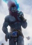 balls barazoku beard clothed clothing erection facial_hair foreskin genitals hair humanoid_genitalia humanoid_penis male muscular muscular_humanoid muscular_male nipples pecs penis solo topless tusks jhooga league_of_legends riot_games tencent trundle humanoid troll_(mythology) hi_res