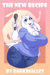 4_fingers absurd_res anthro big_breasts boss_monster_(undertale) bottomwear bovid breasts caprine cleavage clothed clothing cover cover_art cover_page curvy_figure cutlery darkriallet english_text female fingers floppy_ears fur hand_on_hip hand_on_own_hip hi_res huge_breasts kitchen_utensils long_ears mammal mature_anthro mature_female open_mouth pants purple_eyes shirt solo spoon tail text thick_thighs tools topwear toriel undertale_(series) voluptuous white_body white_fur wide_hips