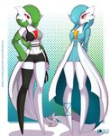 bottomwear breasts clothed clothing duo female fully_clothed hair hair_over_eye hotpants looking_at_viewer midriff not_furry one_eye_obstructed orange_eyes red_eyes shorts skirt rilex_lenov nintendo pokemon linna_(rilex_lenov) midori_(rilex_lenov) gardevoir generation_3_pokemon pokemon_(species) shiny_pokemon sibling_(lore) sister_(lore) sisters_(lore) twins_(lore)