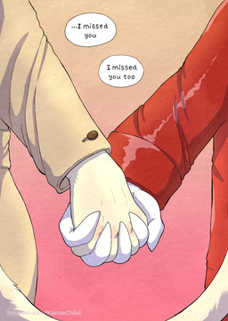 5_fingers anthro clothed clothed_anthro clothed_male clothing duo feathers female fingers fur hand_holding hoodie humanoid_hands interspecies male male/female reconciliation tan_body tan_fur text topwear white_body white_feathers kantachibli clover_(kantachibli) phillip_(kantachibli) avian bird bovid bovine cattle heron mammal pelecaniform comic hi_res url