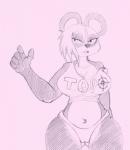 anthro asymmetrical_hair clothing female hair navel navel_piercing panties piercing shirt simple_background solo tank_top topwear underwear salaciouslx cherry_(salaciouslx) bear giant_panda mammal 2019 hi_res sketch