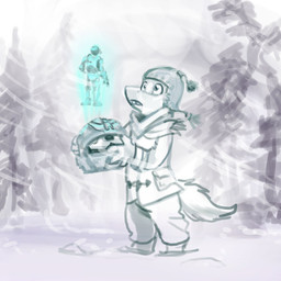 4_fingers ambiguous_gender anthro armor beanie boots bottomwear cheek_tuft clothing duo facial_tuft fingers fluffy fluffy_tail footwear forest hat headgear headwear helmet holding_armor holding_headgear holding_helmet holding_object hologram knit_hat male outside pants plant scarf shoes snow snowing spartan_armor_(halo) surprised tail tree tuft wide_eyed winter_cap winter_clothing winter_coat raemyshu halo_(series) microsoft rvb_revolution xbox_game_studios chupadore digital_creature humanoid mammal 1:1 2026 digital_media_(artwork) hi_res monochrome