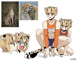 athletic_wear bottomwear cheek_lick clothed clothing comparison creature_and_personification duo face_lick female gym_bottomwear gym_shorts hair humanoid_hands licking photo_reference reference_inset shirt shorts simple_background tail tank_top tongue topwear white_background gegegekman cheetah felid feline humanoid mammal 2024 absurd_res hi_res reference_image