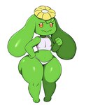 3_toes 4_fingers anthro anthrofied big_butt bottom_heavy breasts butt clothing feet female fingers floppy_ears flower_on_head front_view green_body hand_on_hip huge_butt huge_thighs long_ears midriff orange_eyes panties plant raised_hand small_breasts solo standing thick_thighs toes underwear white_clothing white_panties white_underwear wide_hips miso_souperstar nintendo pokemon elemental_creature flora_fauna generation_2_pokemon pokemon_(species) skiploom 2025 absurd_res hi_res