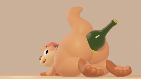 all_fours angle_view anthro big_butt bottle bottle_in_ass bottle_insertion butt clothing container feet glistening glistening_butt hat headgear headwear kneeling looking_at_viewer male nude object_in_ass orange_body paws solo tail thick_thighs toes samichott_(artist) chester_the_otter mammal mustelid otter 16:9 3d_(artwork) digital_media_(artwork) hi_res widescreen