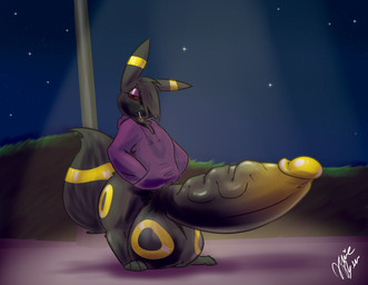 anthro big_penis cigarette clothing genitals hoodie huge_penis hyper hyper_genitalia hyper_penis male penis sky solo star starry_sky topwear vein veiny_penis ev1lp1nk1 jamie_bun_(artist) nintendo pokemon eeveelution generation_2_pokemon pokemon_(species) umbreon