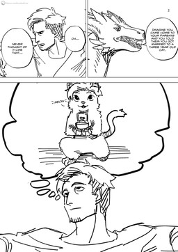 age_difference anthro dialogue female feral male meow older_female ring tail thought_bubble dove_and_crow mythology domestic_cat dragon felid feline felis human mammal mythological_creature mythological_scalie scalie age_(disambiguation) diamond_(disambiguation) absurd_res comic hi_res