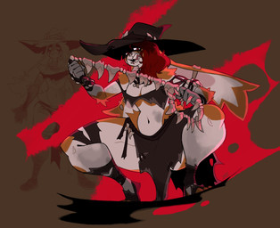 5_fingers ankle_wraps anthro backlighting big_ears black_bra black_claws black_clothing black_hat black_headwear black_underwear bone_piercing bottomwear bra breasts brown_background brown_body brown_fur caveman claws cleavage clothed clothed_anthro clothed_female clothing creepy crouching ear_piercing facial_piercing female female_anthro finger_claws fingers floppy_ears fur hair hair_to_side hat headgear headwear holding_object holding_whip industrial_piercing light lip_piercing lip_ring loincloth long_ears looking_at_viewer lop_ears low-angle_view magic_user makeup mascara medium_breasts navel nose_piercing nose_ring pear-shaped_figure piercing plantigrade pointy_hat pupils red_backlighting red_hair red_pupils ring_piercing running_makeup running_mascara shadowed_eyes simple_background slim_anthro slim_female smile smiling_at_viewer solo teeth thick_thighs torn_clothing tribal tribal_clothing underwear unusual_weapon weapon whip white_body white_fur white_inner_ear wide_brim_hat wide_hipped_anthro wide_hipped_female wide_hips witch witch_hat wraps wrist_wraps jinti bunlith_(b0tster) lagomorph leporid mammal rabbit 2025 digital_media_(artwork) digital_painting_(artwork) english_description full-length_portrait hi_res lighting painting_(artwork) portrait signature trans_(lore) trans_woman_(lore)