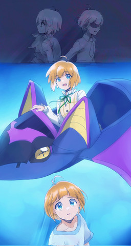 aircraft blonde_hair blue_eyes bob_cut feral flying group hair machine male ribbons smile trio vehicle ym205b bandai_namco digimon digimon_beatbreak makoto_kuonji tsukasa_kuonji aeromorph digimon_(species) human living_aircraft living_machine living_vehicle mammal scourgechiropmon hi_res brother_(lore) brothers_(lore) sibling_(lore) twins_(lore)