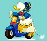 anthro armor beak clothing headgear helmet male smile solo vehicle nemurism disney donald_duck anatid anseriform avian bird duck 2012