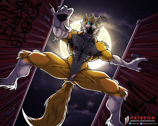 anthro balls blue_eyes bodily_fluids erection full_moon genital_fluids genitals glowing glowing_eyes holidays male micropenis moon muscular penis precum small_balls small_penis solo text vein veiny_penis iudicium86 halloween mythology blake_gibson ych_(character) canid canine mammal mythological_canine mythological_creature werecanid werecanine werecreature werewolf 5:4 hi_res url