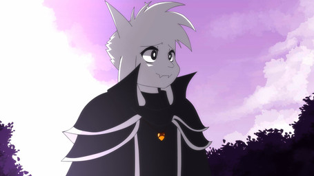 2_horns anthro black_clothing clothing fangs fur horn long_ears male outside pink_sky plant purple_sky sky solo teeth tree white_body white_fur jael_penaloza undertale undertale_(series) xtale asriel_dreemurr bovid caprine goat mammal 2024 hi_res