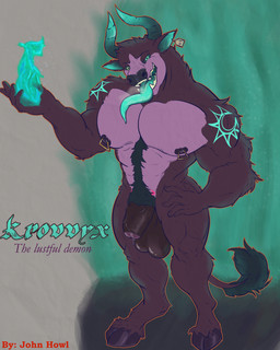 2_horns 5_fingers anthro arm_tattoo balls big_balls big_penis biped black_nose bodily_fluids body_hair chest_hair chest_tattoo ear_piercing ear_tag fingers fire foreskin fur genital_fluids genitals gradient_background green_eyes green_hair hair heavy_balls heterochromia hooves horn huge_balls huge_penis humanoid_genitalia humanoid_penis looking_at_viewer male muscular muscular_anthro muscular_male nipple_piercing nipples nude open_mouth pecs penis piercing precum pubes purple_body purple_fur saggy_balls simple_background smile solo tail tattoo teeth thick_penis tongue tongue_out vein veiny_penis fzjessedits john_howl bovid bovine cattle demon mammal 2025 4:5 absurd_res full-length_portrait hi_res model_sheet portrait