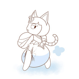 air_puff anthro big_breasts breasts butt chibi clean_diaper clothed clothing cloud_emanata diaper diaper_puff emanata female huge_breasts hyper hyper_breasts looking_at_viewer looking_back raised_tail solo tail wearing_diaper dummydoodles animal_crossing nintendo ankha_(animal_crossing) domestic_cat felid feline felis mammal 1:1 hi_res