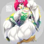 anthro asian_clothing big_breasts blush breasts clothing east_asian_clothing female japanese_clothing kimono muscular muscular_anthro muscular_female nipple_outline non-mammal_breasts solo thick_thighs unp avian bird 1:1 2017 hi_res