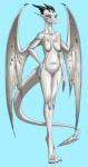 anthro blue_background blue_eyes blue_sclera breasts claws digitigrade elder elderly elderly_female eyelashes female genitals hand_on_hip horn liver_spots mature_anthro mature_female non-mammal_breasts nude pussy sagging_breasts simple_background smile solo tail wide_hips wings crovirus mythology platinum_dragoness dragon mythological_creature mythological_scalie scalie