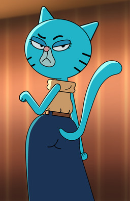 anthro belt bent_arm big_butt big_eyes biped black_eyebrows black_eyes black_markings blue_body blue_bottomwear blue_clothing blue_ears blue_fur blue_skirt blue_tail blurred_background bottomwear brown_belt butt clothed clothed_anthro clothed_female clothing curved_eyebrows eyebrows eyelashes facial_markings female fully_clothed fully_clothed_anthro fully_clothed_female fur half-closed_eyes head_markings head_turned inside internal_wall iris light_body light_fur long_skirt looking_at_viewer looking_back looking_back_at_viewer markings mature_anthro mature_female mouth_closed muzzle_(marking) narrowed_eyes no_pupils on_model paws pink_nose pointy_ears pose prick_ears raised_eyebrow resting_bitch_face round_head round_nose skirt sleeveless_clothing sleeveless_sweater sleeveless_topwear sleeveless_turtleneck solo standing sweater tail three-quarter_view topwear turtleneck wall_(structure) whisker_markings white_markings white_sclera wide_hipped_anthro wide_hipped_female wide_hips yellow_clothing yellow_sweater yellow_topwear impstripe cartoon_network the_amazing_world_of_gumball mary_senicourt domestic_cat felid feline felis mammal 2021 digital_drawing_(artwork) digital_media_(artwork) hi_res portrait three-quarter_portrait