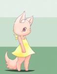 anthro back-tie_clothing back-tie_dress biped clothing dress female looking_at_viewer solo standing tail yellow_clothing yellow_dress young young_anthro young_female rag._(artist) canid canine mammal