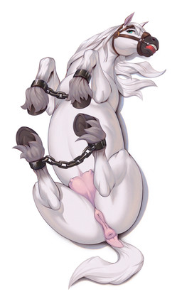 anatomically_correct anatomically_correct_anus anatomically_correct_genitalia anatomically_correct_vulva animal_genitalia animal_vulva anus ball_gag bdsm blue_eyes bondage bound butt chain chained dock_(anatomy) equine_anus equine_genitalia equine_vulva eyebrows eyelashes female feral feral_bondage fetlocks fur gag genitals hair hooves lying mane on_back pink_vulva puffy_anus quadruped simple_background solo tail teats underhoof vulva white_background white_body white_fur white_hair white_mane conditional_dnp jotun22 zeituna_(horse) equid equine horse mammal digital_drawing_(artwork) digital_media_(artwork) hi_res