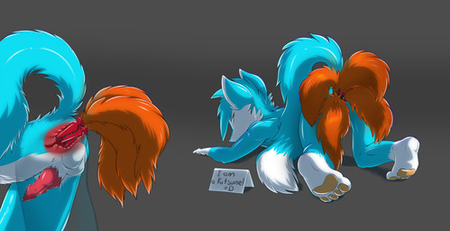 anal anthro buttplug buttplug_tail dildo erection fake_tail fur genitals heart_symbol lube male nude open_mouth penis plug_(sex_toy) sex_toy simple_background solo text ratcha canid canine fox lagomorph leporid mammal rabbit absurd_res digital_media_(artwork) english_text hi_res shaded