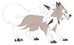 ambiguous_gender black_claws black_nose blue_eyes brown_body brown_fur claws feral fur pink_inner_ear quadruped sharp_teeth solo teeth tuft white_body white_fur lilaira nintendo pokemon canid canine generation_7_pokemon lycanroc mammal midday_lycanroc pokemon_(species) 2016