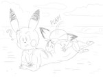 anthro anthrofied butt butt_grab duo hand_on_butt male shoving_face_in_butt usury40 nintendo pokemon generation_1_pokemon generation_2_pokemon pichu pikachu pokemon_(species) absurd_res hi_res monochrome