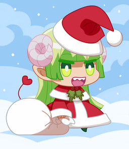 bovid_horn caprine_horn christmas_clothing christmas_headwear clothed clothing curled_horn female green_eyes green_hair hair hat headgear headwear holding_bag holidays horn light_body light_skin open_mouth outside pupils red_clothing red_hat red_headwear santa_hat solo standing unsigned white_pupils corzh77 christmas valac_clara animal_humanoid humanoid full-length_portrait hi_res portrait
