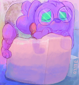 anthro big_diaper blort clothed clothing dessert diaper diaper_only eyewear feces food gelatin glasses male pooping sleep_pooping sleeping soiled_diaper soiling soiling_diaper solo topless unclean_diaper used_diaper using_diaper wearing_diaper young overflo207 jell-o tommy_prower lagomorph leporid mammal rabbit digital_media_(artwork) hi_res