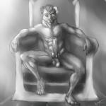 animal_genitalia anthro balls biped chair ear_piercing ear_ring facial_piercing furniture genitals knot looking_at_viewer male nose_piercing nose_ring nude penis piercing ring_piercing sheath sitting solo throne otter_grafitsnake hyena mammal spotted_hyena 1:1